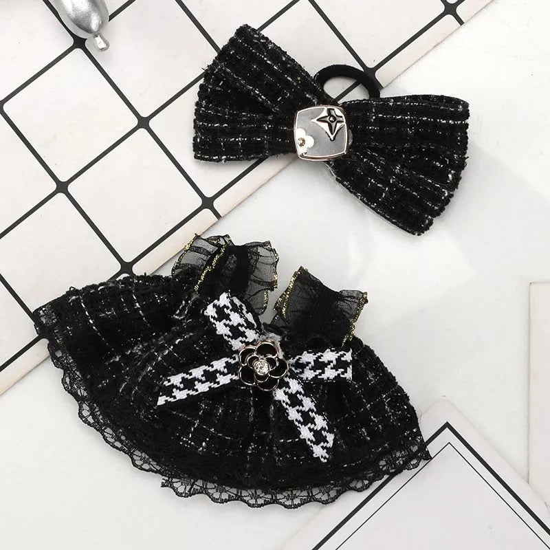 Black French Tweed Outfit for miniature collectible toy