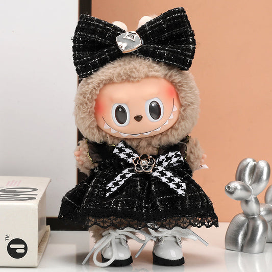 Black French Tweed Miniature Monster Outfit for collectible figure