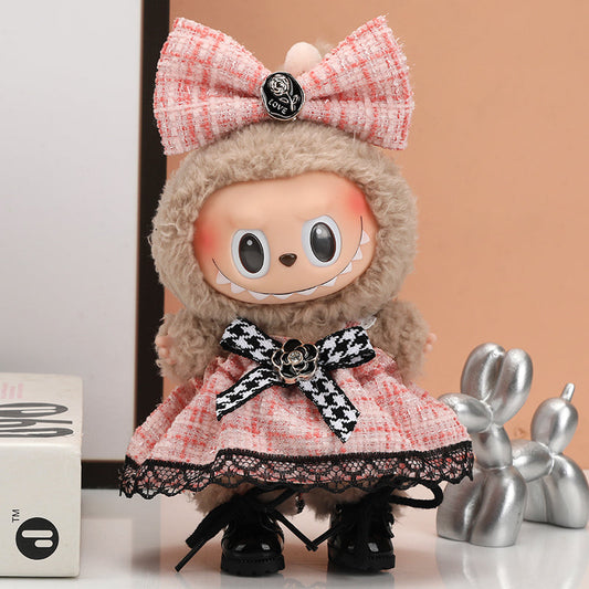 Pink  French Tweed Miniature Monster Outfit for collectible figure