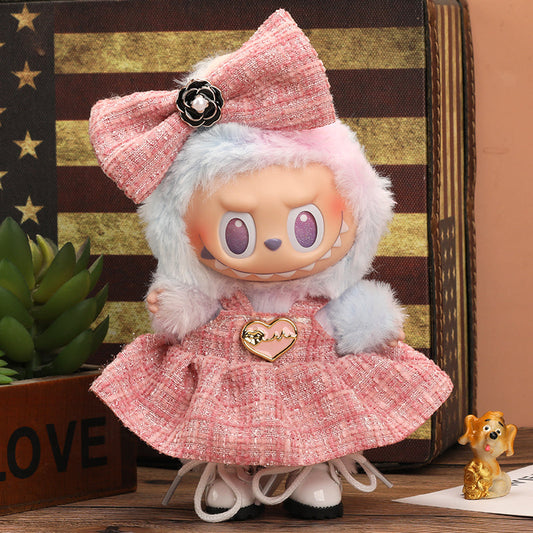 Pink Parisian Heart Tweed Miniature Monster outfit for collectible figure